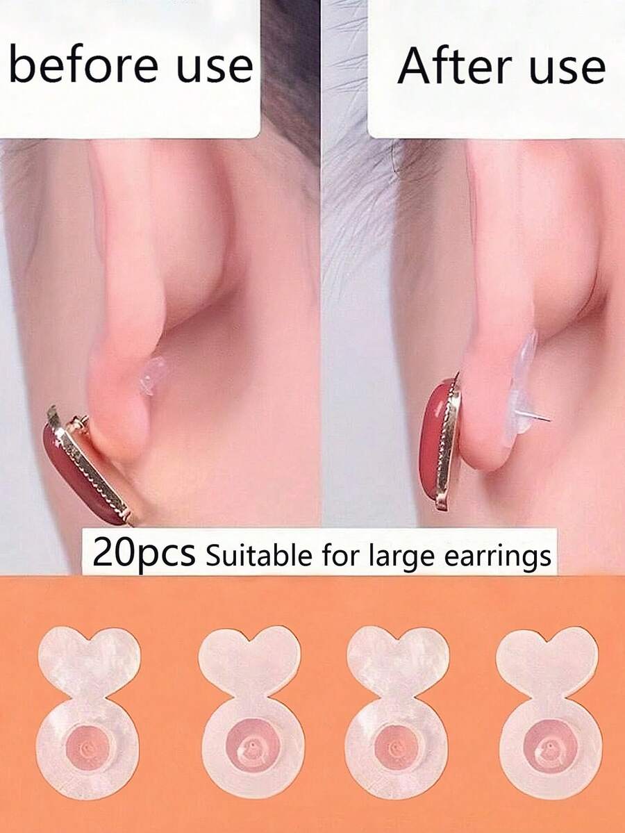 20pcs Earring Backs, For Heavy Earrings, Invisible Lift Pads, For Non-Drooping Earlobes, Safety Earring Lifters, For Studs And Hanging Earrings, Women Earrings