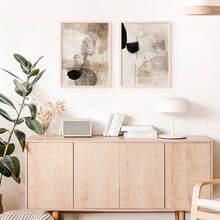 Set Of 2 Abstract Black Beige Wall Art Prints, Minimalistic Art Poster, Industrial Fashion Wall Art, Minimalist Abstract, Japandi Art, No Frame - Multicolor - View 5