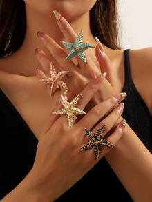 1pc Starfish Ring, Fashion Jewelry Gift For Women, Suitable For Birthday Party, Accessory For Daily Wear - starfish - View 1