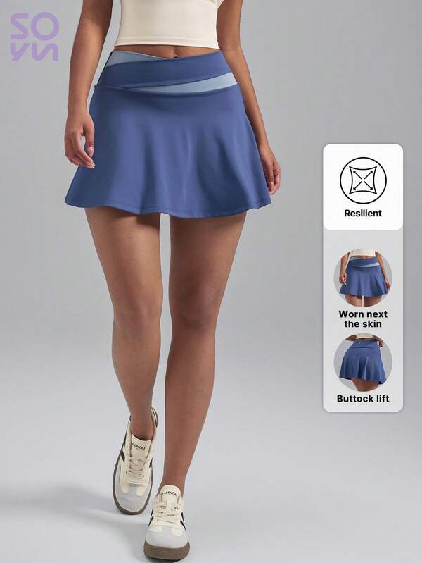 Soyun Falda pantalón deportiva de unicolor 2 en 1 ligera, adecuada para actividades al aire libre, viajes y gimnasio