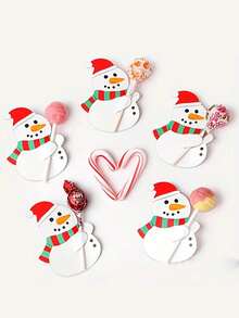 50/100 pezzi Carta per lecca-lecca con Babbo Natale e pupazzo di neve che salutano, decorazione per caramelle e regali di Natale, decorazioni fai-da-te, decorazioni per feste di Natale, forniture per feste di Natale, decorazioni natalizie, pigiami natalizi, regali di Natale, decorazioni natalizie