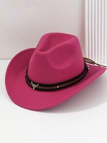 1Pc Western Style Small Cow Head With Soft Hat Bohemian Cowboy Hat, A Fashionable Accessory For Back To School, Suitable For Various Occasions Such As Daily Leisure Travel And Western Cowboy Parties. - Multicolor - View 10