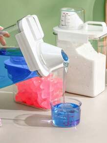 1pc Multi-Functional Laundry Detergent Dispenser - Large Capacity Transparent Acrylic Storage Box With Measuring Cup For Laundry Room, Bathroom Organization - Perfect For Washing Powder, Beads, Softener, Bleach, Soda Or Pet Food Storage - Ideal For Homeowners, Pet Owners, Busy Moms - Great For Housewarming Gifts & Spring Cleaning Supplies