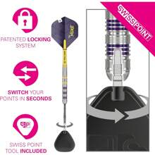 Darts Luke Littler Loadout Steel Tip Swiss Point Darts, 90% Tungsten Dart, 22G/23G/24G | Steel Tip Dart Set, Player Edition Swiss Points Dart Sets With Tool, Pro Grip Shafts & No.2 Flights