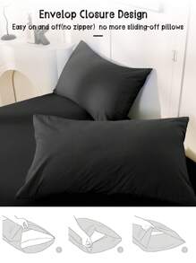 2 件枕套，多种尺寸枕套，信封封口，柔软枕套，抗皱、防褪色、防污，适用于卧室、沙发、客厅、家居装饰，不含枕芯，秋季装饰，房间装饰，返校，学校用品，白色、粉色、黑色、海军蓝、米色、灰色、绿色、蓝色、绿色 - 彩色 - 查看 5