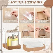 20pcs/Pack Elegant Transparent Gift Boxes - Stackable Clear Cube Boxes With Kraft Paper Bottom Tray And Jute Rope Decor - Suitable For Weddings, Birthdays, Baby Showers - Candle Decoration Boxes - Jewelry Display Boxes - Favor Packaging - Multicolor - View 9