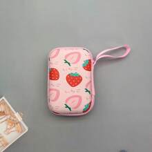 1 件 EVA 材质可爱水果图案拉链耳机盒，有趣设计的充电器收纳盒，适用于 、蓝牙耳机、电缆、USB 驱动器和其他小型电子设备，防摔，多功能数码配件收纳盒，便携式旅行零钱包，适合假日旅行、户外活动电缆收纳盒充电器配件旅行必需品 - 彩色 - 查看 15