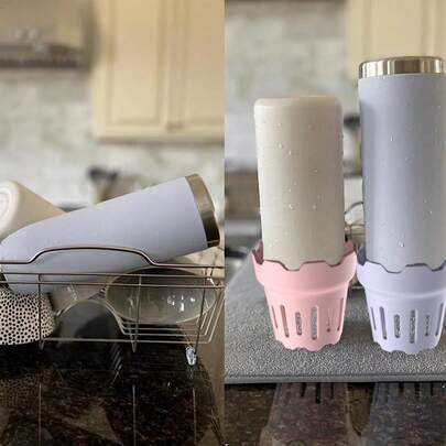 1pc Nordic Style Silicone Cup Drying Rack, Elastic Material, Multi-Hole Drainage Design, Inverted Cup/Bottle Storage, Kitchen & Bathroom Draining System