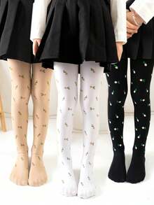 2 件儿童卡通印花舞蹈紧身裤，多功能连体裤 - 黑色 - 查看 2