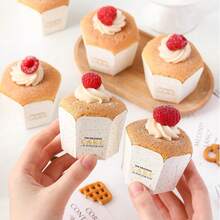 100 个优雅方形/六角形纸质松饼衬垫 - 圣诞主题纸杯蛋糕烘焙杯，适用于派对、婚礼、生日 - 底部直径 4.8 厘米 - 彩色 - 查看 1