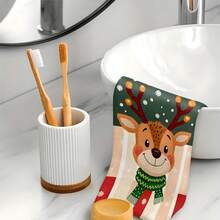 1set/2pcs/100pcs Christmas Deer Pattern Kitchen Rags And Dish Towels, Suitable For Interior Decoration In Restaurants, Kitchens, Bathrooms, Party Decorations, And Can Be Used As Holiday Gifts - Multicolor - View 5