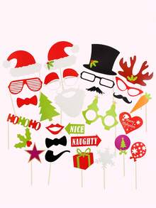 47 Pcs Christmas Photo Booth Props Set Party Glasses, Christmas Party Supplies Christmas Pose Sign Kit For Adults Kids Party Decorations, Christmas Eyeglasses Xmas Props For Photoshoot For Selfie - Multicolor - View 16