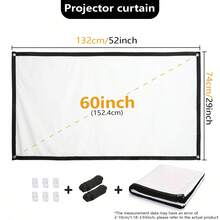 Pantalla de proyector para exteriores de 60, 72, 84, 100 y 150 pulgadas, pantalla de proyección de películas 4K HD 16:9, diseño plegable, lavable y antiarrugas, soporte portátil para proyección a doble cara, adecuada para cine en casa, oficina - Multicolor - Ver 15