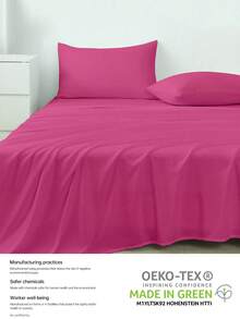 1件超柔软纯色床单，轻盈透气，深口袋设计，适用于单人床、双人床、大号床、特大号床 - 家居和宿舍必备，西瓜粉色 - 西瓜粉 - 查看 5