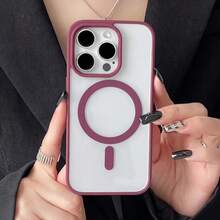 Transparent Wine Red Bumper Magnetic Charging Protective Case | Compatible With MagSafe, Shock-Resistant Ultra-Thin, Suitable For, Waterproof, Anti-Fall, Anti-Scratch - Burgundy - View 3