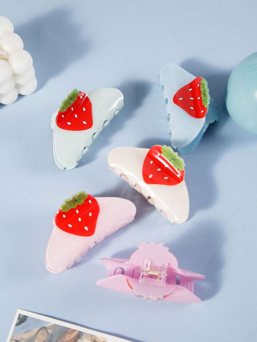 1pc New Creative Strawberry Claw Clip, Casual Summer Beach Hair Claw Hair Clip, Elegant Hair Accessories Fashion Hair Clutch Elegant Hair Jaw Clip - Multicolor - View 1