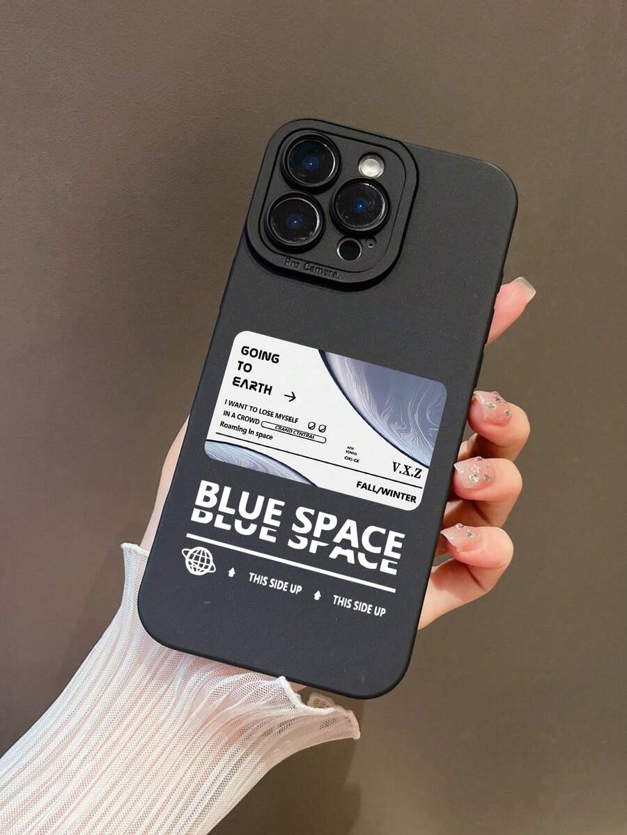 1pc Planet Pattern Simple & Elegant Regular Phone Case - Black - View 1