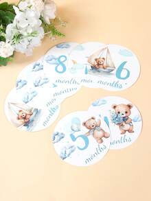 Bộ 16 thẻ đánh dấu cột mốc hàng tháng cho bé hình gấu xanh, bao gồm các thẻ từ 1-12 tháng, thiết kế gấu xanh đáng yêu, có thể dùng làm thiệp báo tin sinh bé, quà tặng trong tiệc mừng bé chào đời, thẻ đánh dấu cột mốc hàng tháng, phụ kiện chụp ảnh kỷ niệm tiệc sinh nhật cho bé, phụ kiện chụp ảnh lễ rửa tội cho bé, thẻ trang trí tiệc sinh nhật cho bé. - Gấu xanh - Xem 8