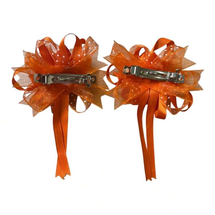 Moño Para Cabello Niña Escolar 1 par accesorios moño cabello niñas props Halloween disfraz creativo grupo fiesta temática decoración especial noche brujas accesorios props grupo familiar evento creativo Halloween decoración escolar - Naranja - Añade 2