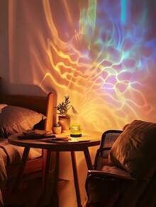 1pc Bedroom RGB Night Light With Dynamic Lighting Effect, Cylindrical Water Wave Design, Bedroom Ambiance Lighting, Projection Lamp, USB Powered, 3 Colors/16 Colors Options, Rotatable Light Color, Suitable For Birthday Photo, Outdoor Camping, Bedroom, Room, Corridor, Home Decor, Christmas Decor, Christmas Lights, Christmas, Home Decor Living Room, Lamp, Lighting