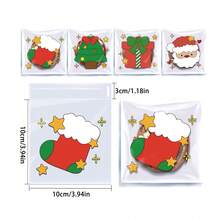 100 piezas Bolsas de PP con diseño de Feliz Navidad para galletas, dulces y dim sum con cierre adhesivo para galletas, dulces y comida de Navidad (Estilo surtido) Decoraciones navideñas, Pijamas navideños, Regalos de Navidad, Decoración navideña - Multicolor - Ver 4