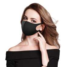 Knitted Dust-Proof, Waterproof, Breathable Masks, Ice Silk Mask, Black Mask, Waterproof, Dustproof - Black - View 2