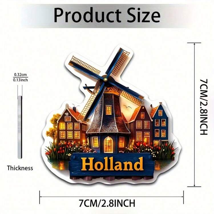 1 件阿姆斯特丹风车亚克力软橡胶磁性冰箱贴，创意家居厨房装饰，磁性贴纸，美食爱好者，金属门，金属家具，冰箱贴，劳动节、感恩节、圣诞节的绝佳礼物 - 彩色 - 查看 17