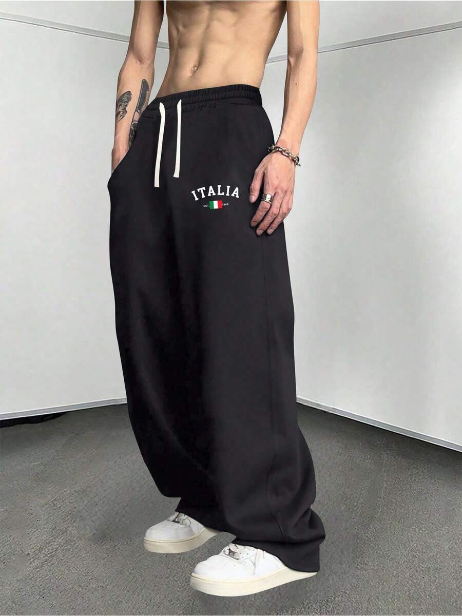 Oversized Sweatpants, Alternative Urban Gothic Street Look - màu đen - Xem 1