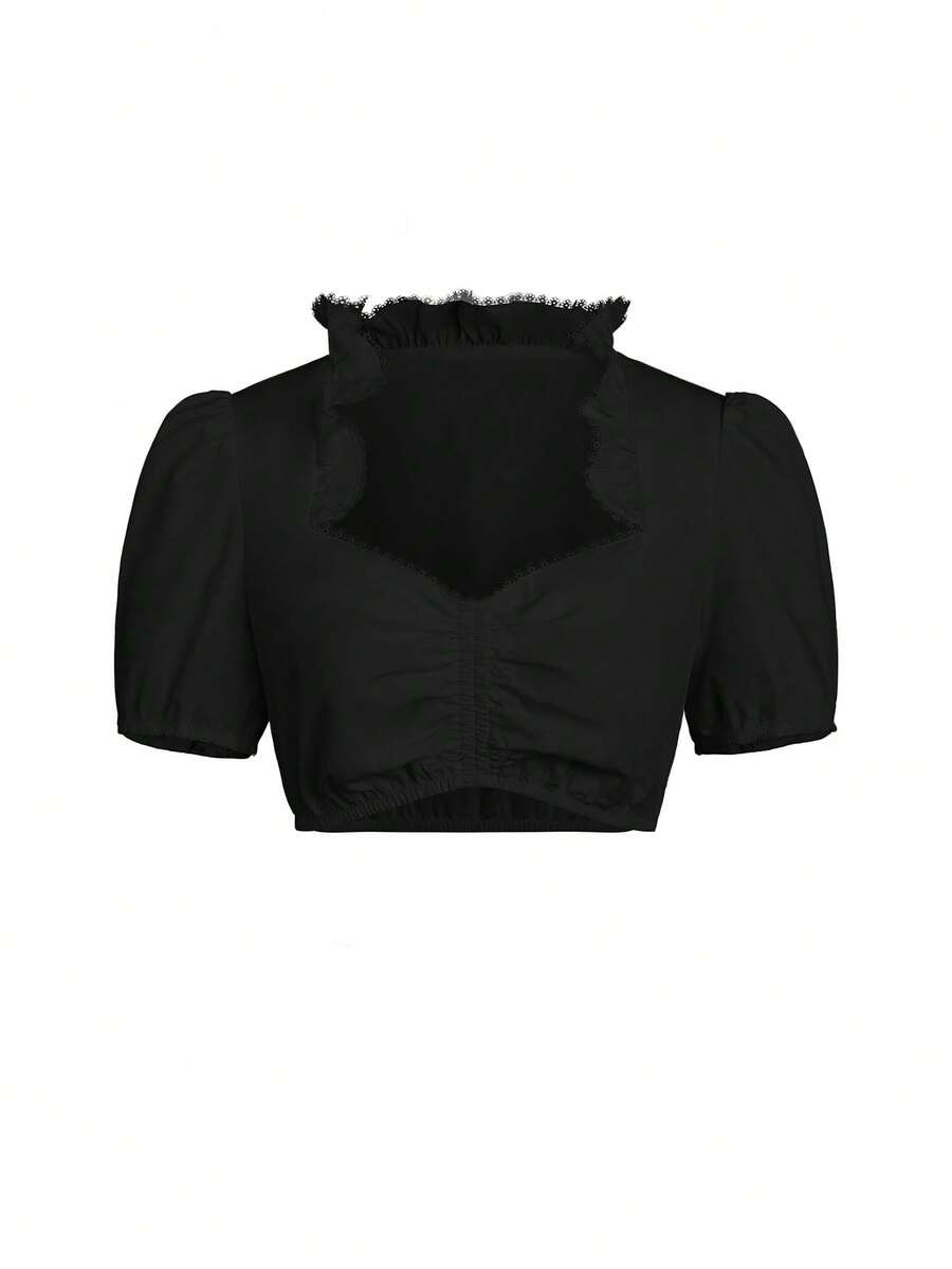 ii Disfraz de Oktoberfest bávaro para mujer, blusa clásica de manga corta con encaje, estilo tradicional Dirndl