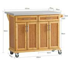 SoBuy FKW69-N, Extendable Kitchen Storage Trolley Kitchen Cabinet Cupboard Sideboard Kitchen Island - Brown - View 5
