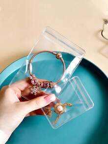 100/30/10pcs Reusable Pvc Dustproof Jewelry Bags, Gradient Color Sealed Jewelry Bags, Suitable For Jewelry, Earrings, Necklaces, Party Packaging.