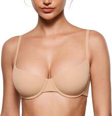 Women's Inbarely Plus Balconette Bra - Demi Unlined No Padding Underwire Comfort Natural Support Everyday Bras - Warm Beige - Go Up a Cup Size - View 1