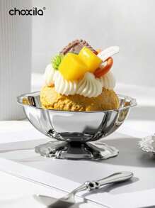 choxila 1PC Stainless Steel Dessert Cup, Dessert Bowl, Candlestick, Serving Tray, Cute Plates, For Home, Hotel, Restaurants, Parties Or Other Social Gathering, Ramadan, Eid Al-Adha - Lotus Bowl - View 5