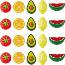 5/10pcs Fruit Silicone Beads, Patterns Include Tomato, Avocado, Lemon, Watermelon And Orange, For DIY Jewelry, Keychain, Bracelet, Necklace And Crafts