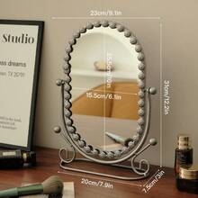 1 Pc European Style High-End Vanity Makeup Mirror, Suitable For Home Bedroom Desk, Influencer Dorm Beauty Mirror, With Flip Function - Multicolor - View 14