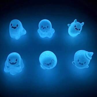 6pcs Creative Cute Luminous Small Keychain, Funny Three-Dimensional Pendant Bag Ornament, Halloween GiftGlowing Jelly Ghost Keychains - Cartoon Specter Charms, Plastic & Other Material, Couples & Friends Accessory Set, Backpack & Party Gift Pack