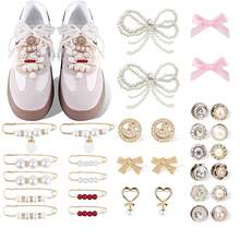 32pcs Sports Shoes Decorations Charms, DIY Shoe Lace Pendant Includes Bow/Clips/Pins/Jewelry, DIY Women Shoes Decor Pendant And Sports Shoes Accessories, Plastic, Agate, For Clothes Bags Sneakers Socks Hats