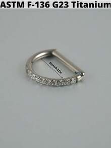 1 件 G23 钛合金 Cz 耳软骨耳屏氧化锆 D 形中隔响片杠铃螺旋耳环 Rook Sung 耳垂穿孔珠宝 - 如圖 - 查看 11