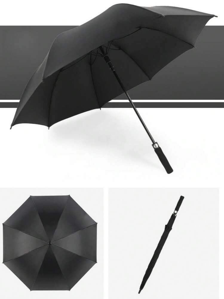 1pc Automatic Open Extra Large Golf Umbrella, Double-Layer Canopy Ventilated Windproof Oversized Straight Handle Rain Umbrella, Waterproof - Multicolor - View 3