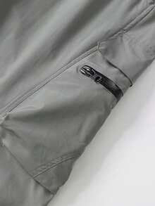 男士宽松工装裤，拉链口袋和侧抽绳腰部，男士秋季户外服装，男士多口袋抽绳腰部直筒休闲裤，返校 - 橄欖綠 - 查看 7