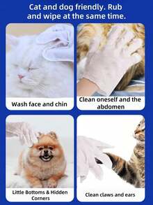 1pc1 Pack Contains 6 Pieces. These Pet Non-Soaping Cleaning Gloves Are Used For Cleaning Dry Hands. They Are Disposable Wipes For Pets. They Are Suitable For Cleaning Pets And Are Gentle And Non-Irritating. They Can Help Prevent Stress For Pets And Are Suitable For Daily Cleaning Of Cats And Dogs. - Multicolor - View 7