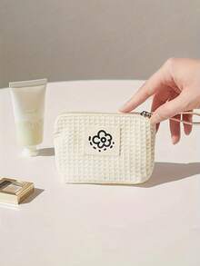 Simple Floral Small Wallet, Cute Waffle Coin Purse, Travel Tote, Cosmetics Storage Bag, Perfect For Halloween Or Christmas Gifts, Travel Storage Bag - Multicolor - View 9