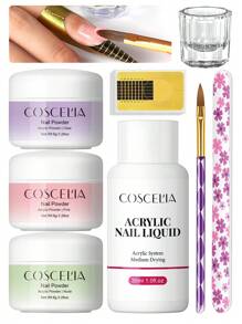 coscelia 8PCS Acrylic Powder & EMA Monomer Nail Kit-Pink Clear Nude Nail Powder, 30ML Nail Liquid System, Acrylic Nails Extension Supplies For Women DIY Salon Gift - Multicolor - View 12