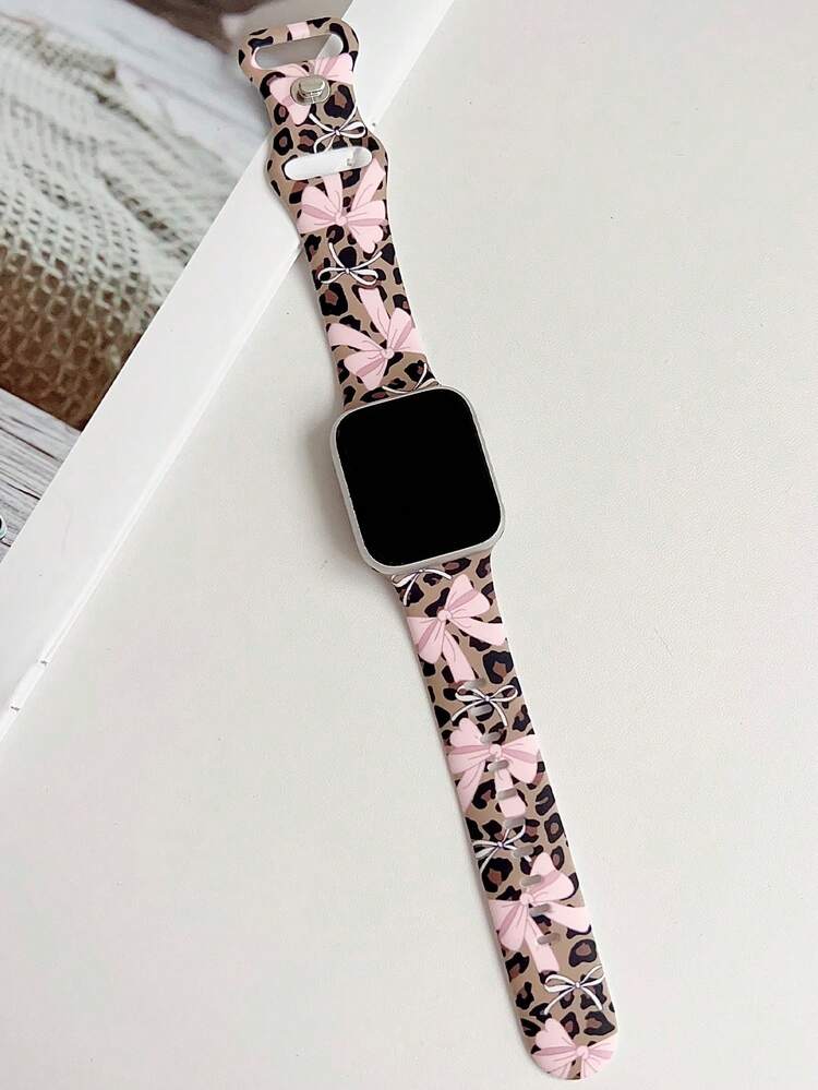 1条可爱蝴蝶结豹纹硅胶表带，兼容 38mm、40mm、41mm、42mm、44mm、45mm、49mm（S10 42mm、S10 46mm），时尚柔软硅胶运动表带，兼容Ultra 2、S10、SE 9、SE 8、SE 7、SE 6、5、4、3、2、1，优雅女士时尚手表配件，智能手表表带，独特个性风格表带 - A款 - 查看 3