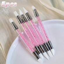 5 Stücke Set: 3D Nagelkunst Doppelkopf Silikon Stift, Prägefolie, Krepppapier Stift, Weiche Silikon Ton Werkzeug, Nagelkunst Kleber