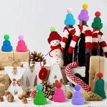 20PCS Mixed Color Mini Knitting Hats Mini Doll Hats For Christmas Ornaments DIY Crafts, Festive Fabric Decorations For Xmas Tree Hanging, Happy New Year Snowmen Doll Art And DIY Hair Accessories - Multicolor - View 10