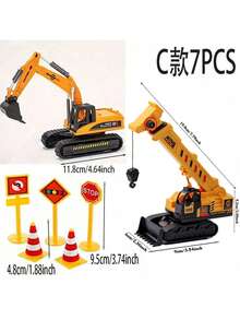 12pcs/Set Construction Vehicle Cake Topper - Excavator, Bulldozer, Loader Engineering Theme Birthday Party Cake Decorations