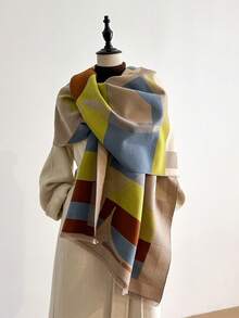 1 chiếc khăn choàng cổ ấm áp bằng vải cashmere giả jacquard họa tiết mèo tối giản, thích hợp cho phòng có máy lạnh, khăn choàng cổ đa năng thời trang cho mùa thu/đông dành cho nữ, khăn choàng mùa đông cho trang phục - Nhiều màu - Xem 5