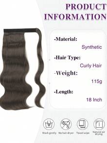 18 Inch Curly Synthetic Ponytail Hair Extensions, Heat Resistant Fluffy Clip-In Hair Piece, Suitable For Adults, Women, Girls, For Party, Daily Wear - Multicolor - View 4