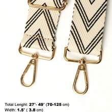 Beige V-Shaped Geometric Jacquard Nylon Adjustable Rotatable Replaceable Bag Strap, Backpack Travel Luggage Accessory, Versatile Instrument Strap, Gift For Family And Friends, Travel Essential - Beige - View 4